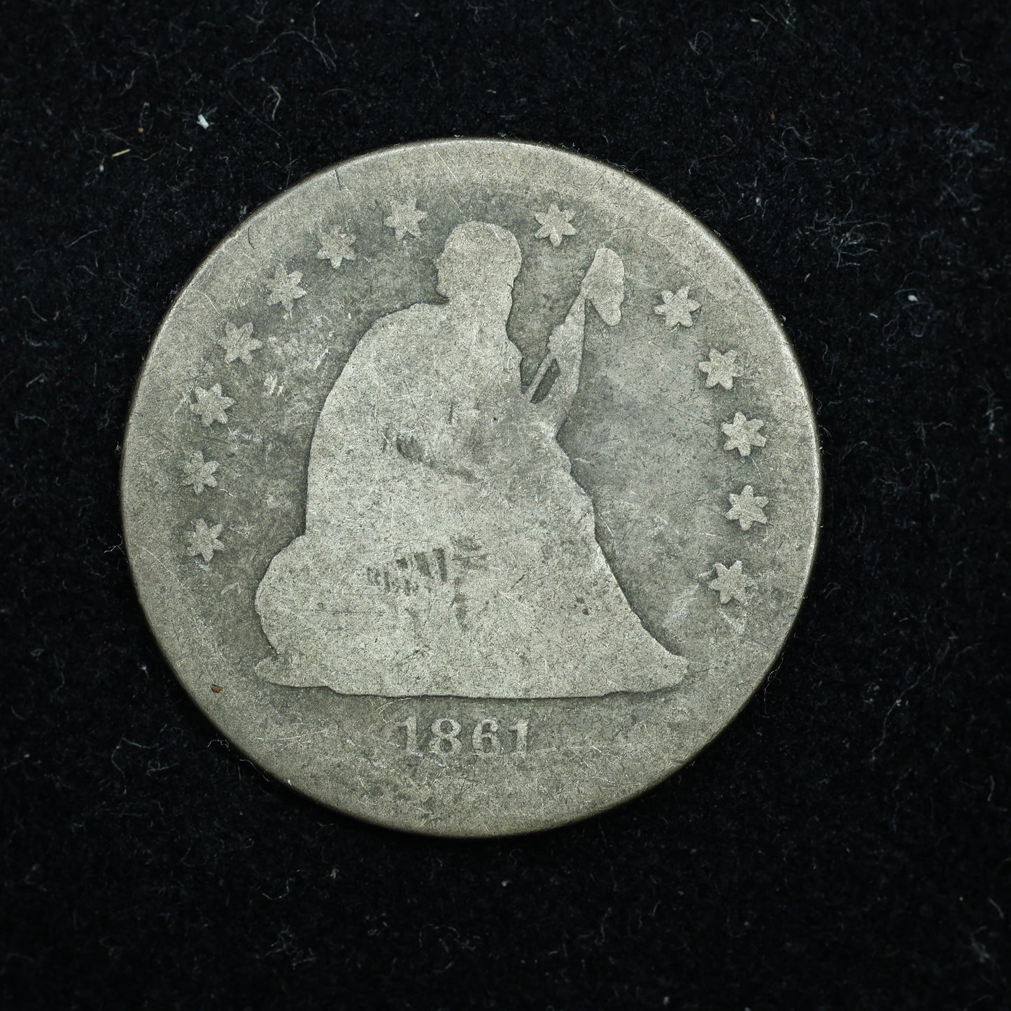 1861 Seated Liberty Silver Quarter Philadelphia