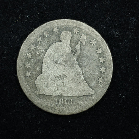 1861 Seated Liberty Silver Quarter Philadelphia