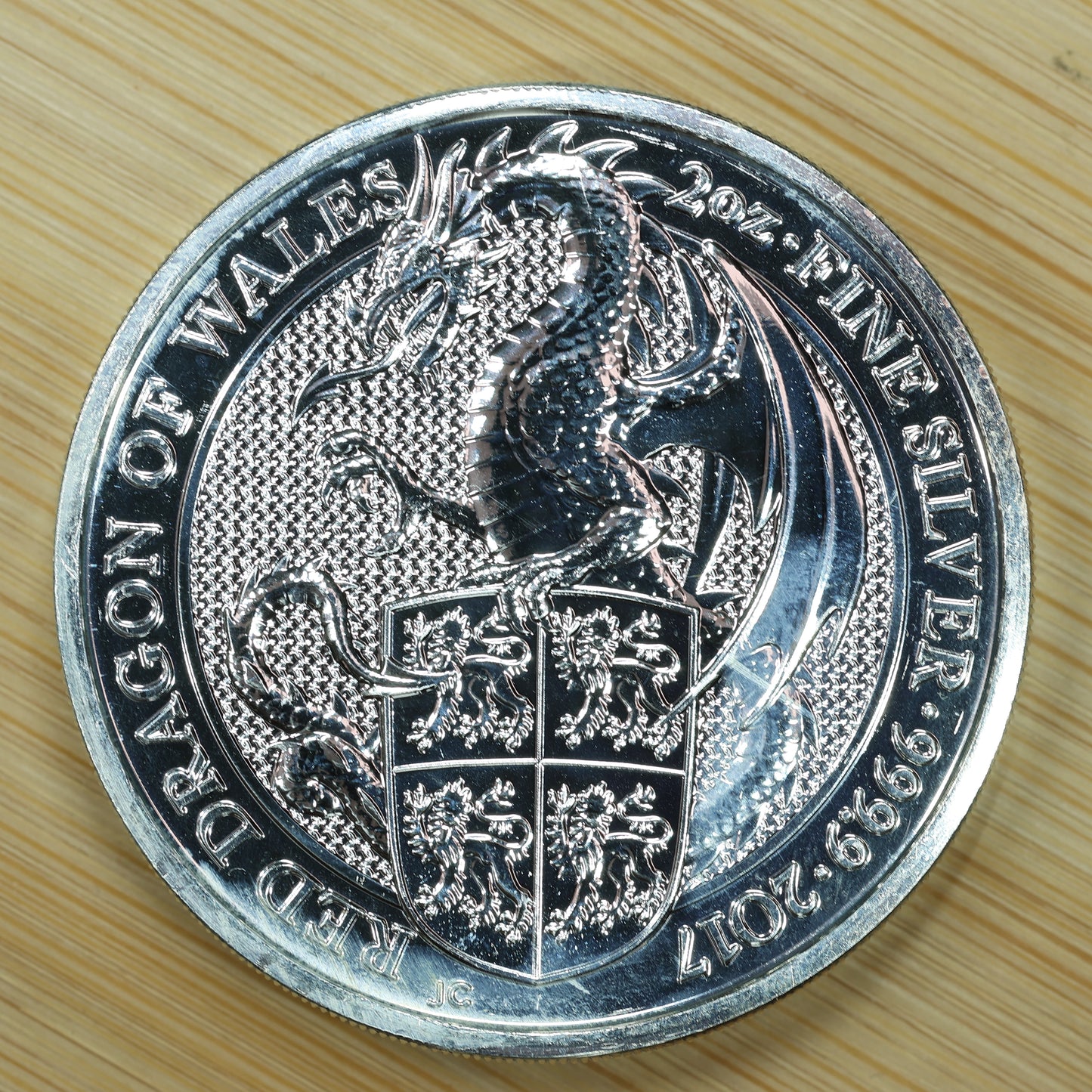 2017 GB 2 oz Silver Queens Beasts Red Dragon of Whales Exact Coin Pictured