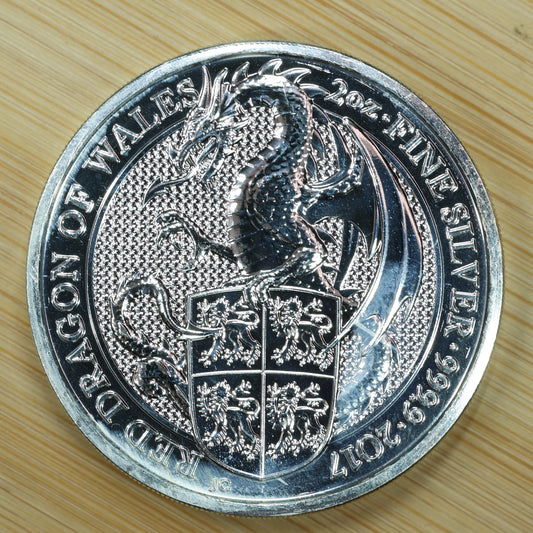 2017 GB 2 oz Silver Queens Beasts Red Dragon of Whales Exact Coin Pictured