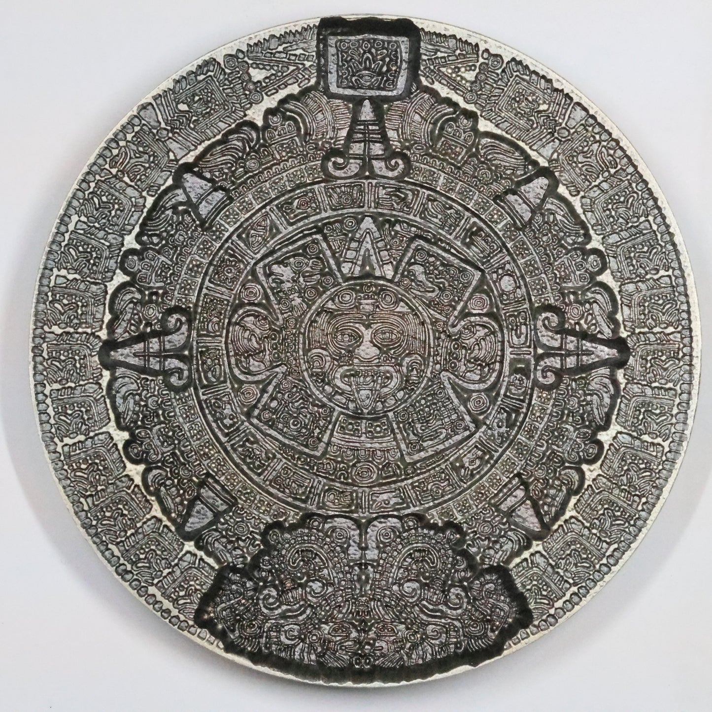 2 oz .999 Fine Silver Ultra High Relief Stacker Aztec Sun Stone Calendar Coin w/ Capsule