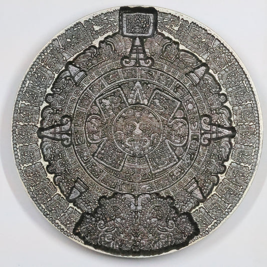 2 oz .999 Fine Silver Ultra High Relief Stacker Aztec Sun Stone Calendar Coin w/ Capsule