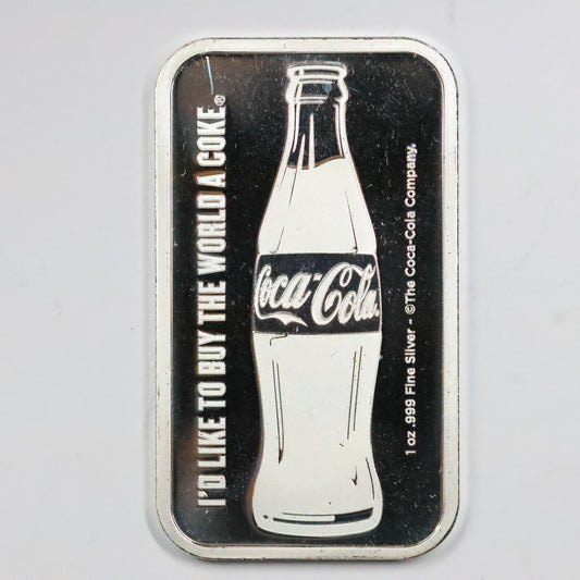 1 oz .999 Fine Silver Coca-Cola® Art Bar I'd Like to Buy the World a Coke