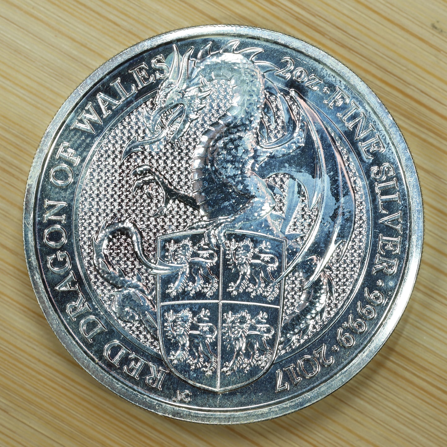 2017 GB 2 oz Silver Queens Beasts Red Dragon of Whales Exact Coin Pictured