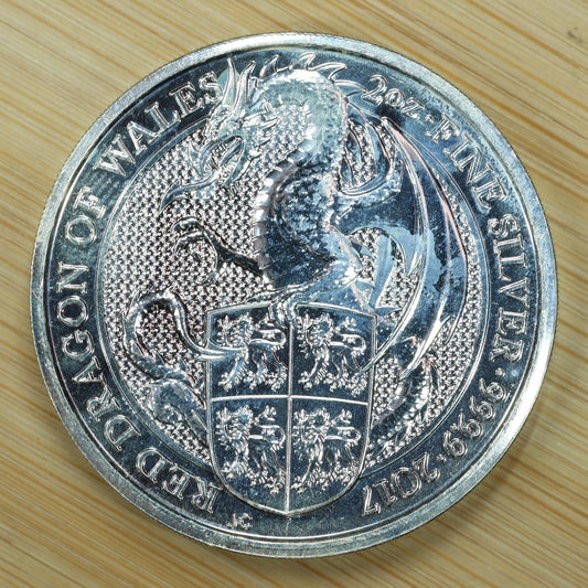 2017 GB 2 oz Silver Queens Beasts Red Dragon of Whales Exact Coin Pictured