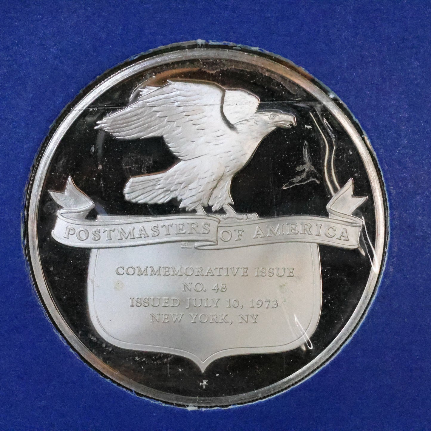 1973 Postmasters of America STERLING SILVER Art Round - No. 48 Progress in Electronics