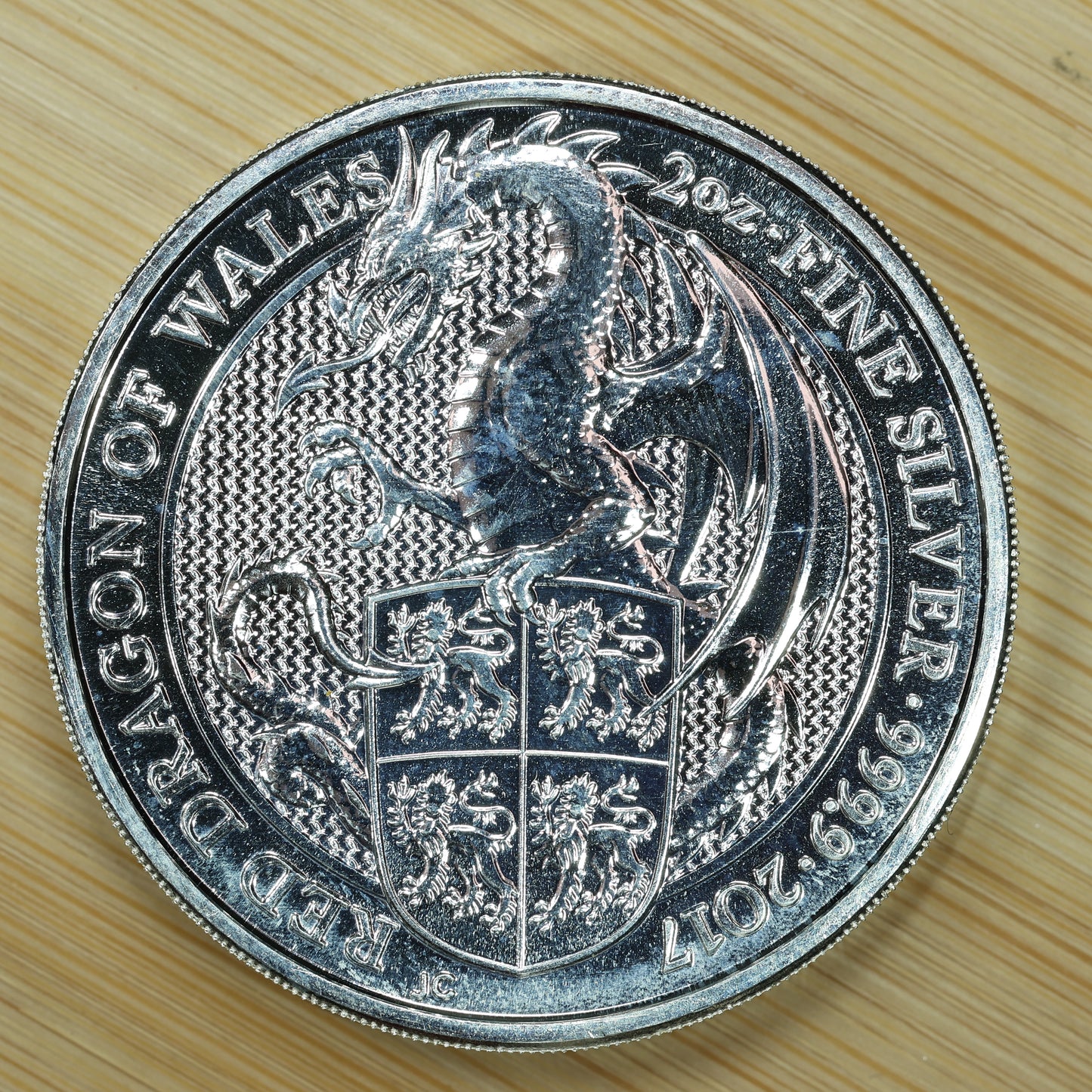 2017 GB 2 oz Silver Queens Beasts Red Dragon of Whales Exact Coin Pictured