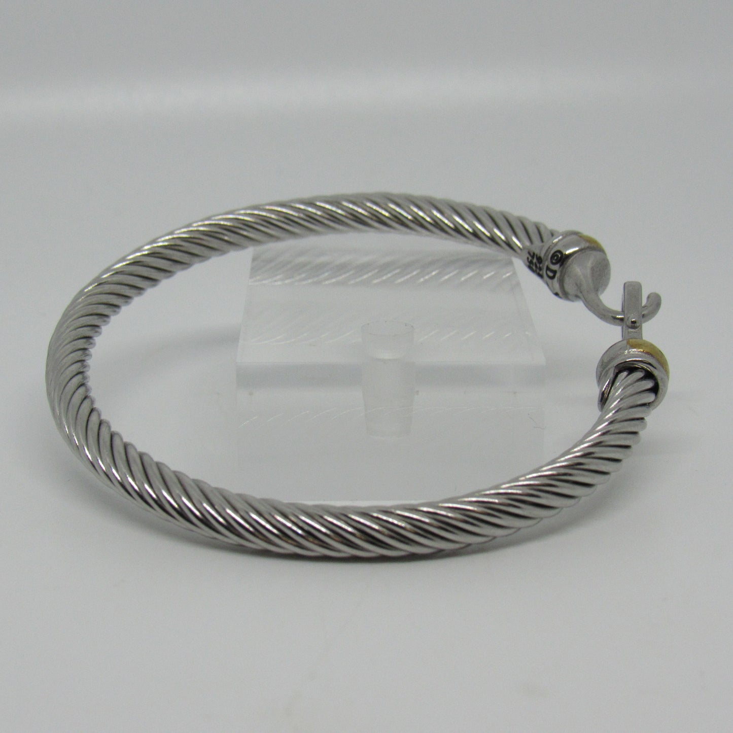 David Yurman Sterling Silver 18K Gold 5mm Classic Cable Buckle Bracelet - ~7 inch