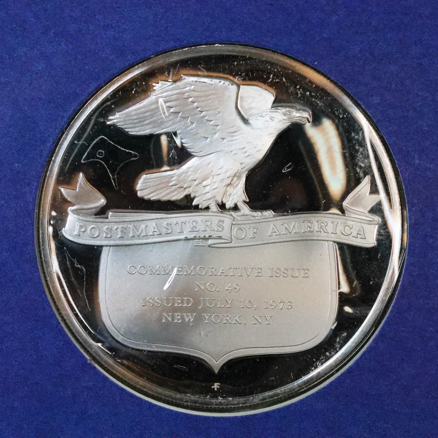 1973 Postmasters of America STERLING SILVER Art Round - No. 49 Progress in Electronics