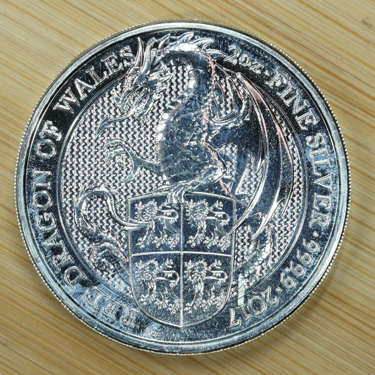 2017 GB 2 oz Silver Queens Beasts Red Dragon of Whales Exact Coin Pictured