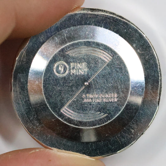 2 oz Cast-Poured Silver - 9Fine Mint Alien UFO Spinner Space Ship