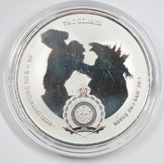 2021 Niue 1 oz Silver Proof $2 Kong w/ Capsule - Godzilla vs Kong
