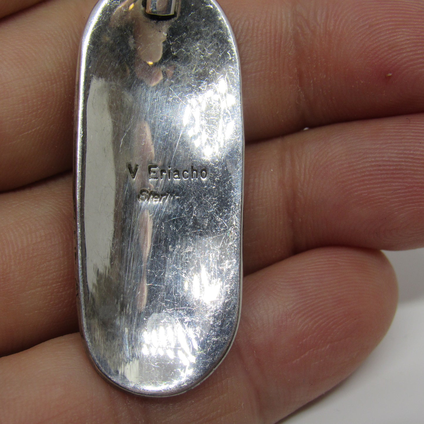 Viola Eriacho Zuni Sterling Silver Kokopelli Pendant - 2 inch