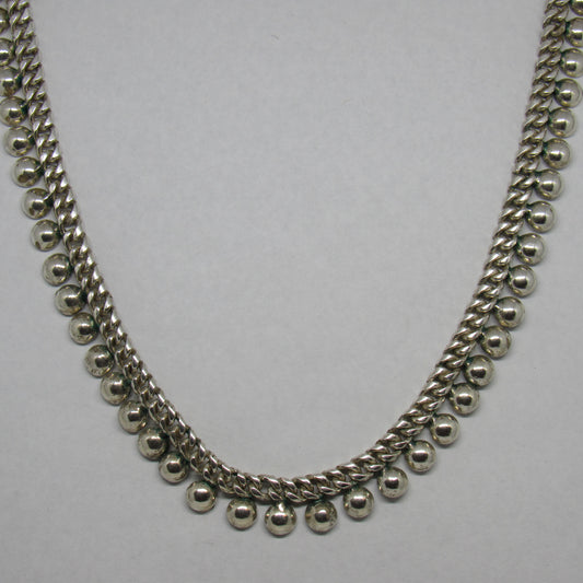 Vintage BA Suarti Bali 925 Sterling Silver Curb Link Ball Choker Necklace - 17 inch