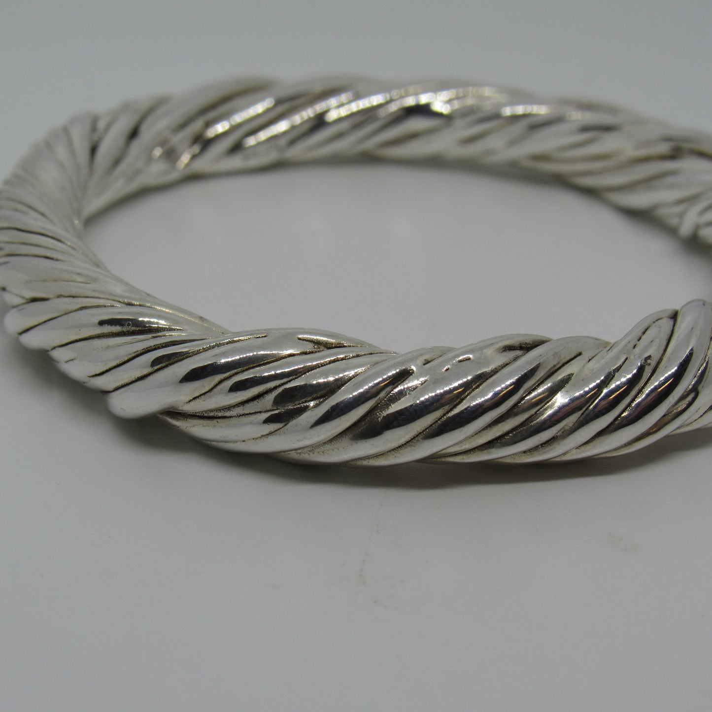 Bat Ami Israel Twisted Sterling Silver Electroform Bangle Bracelet - ~7 inch