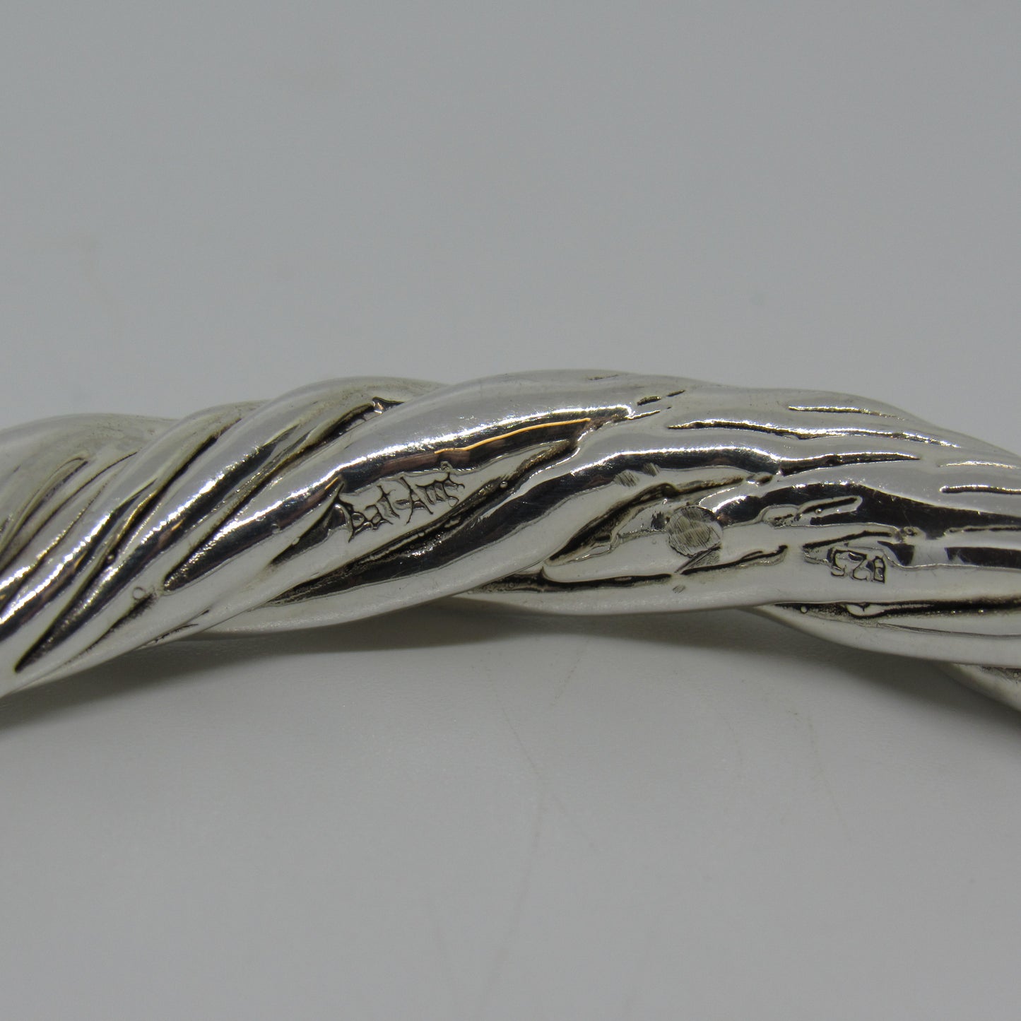 Bat Ami Israel Twisted Sterling Silver Electroform Bangle Bracelet - ~7 inch