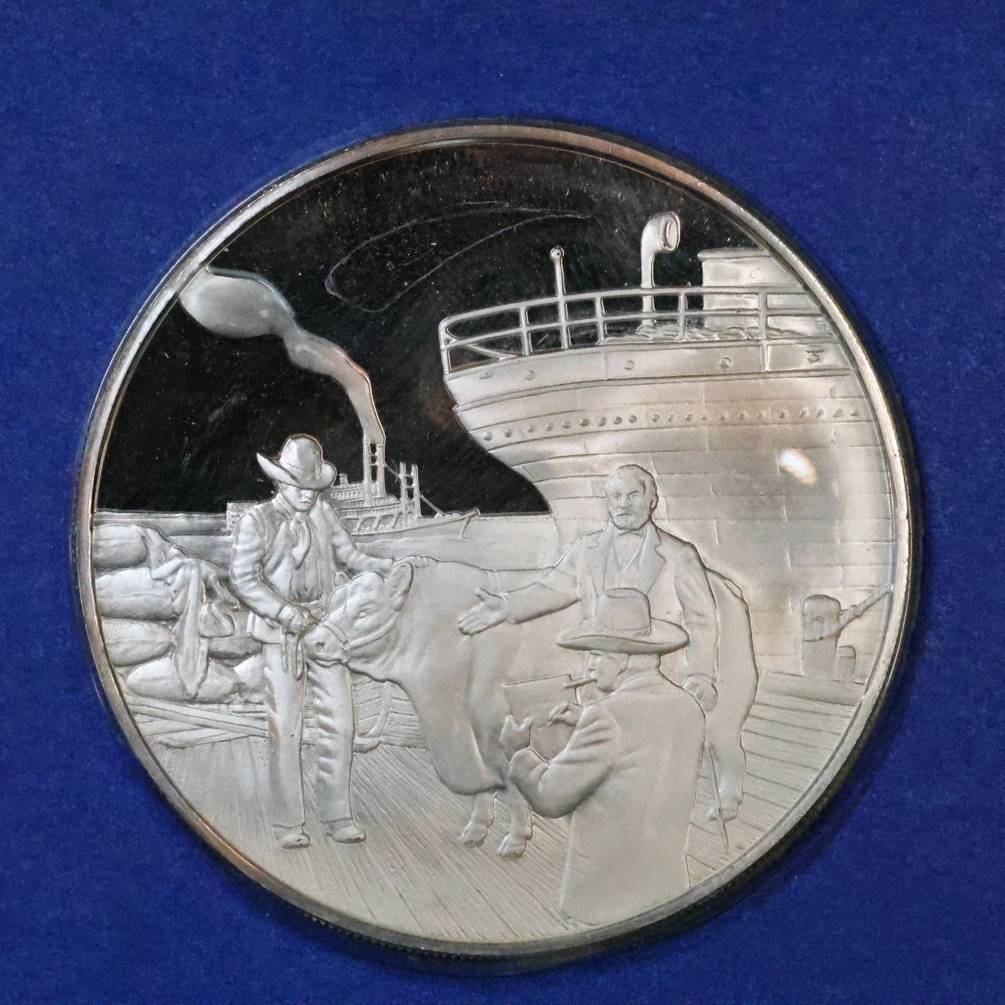 1973 Postmasters of America STERLING SILVER Art Round - No. 54 Rural America