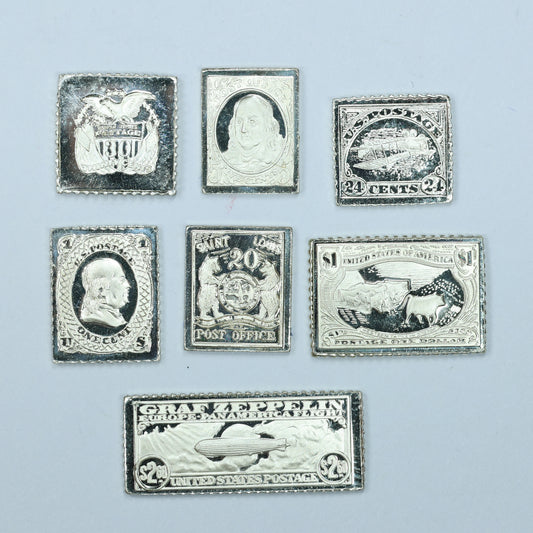 Franklin Mint Sterling Silver Miniature World Stamps - United States