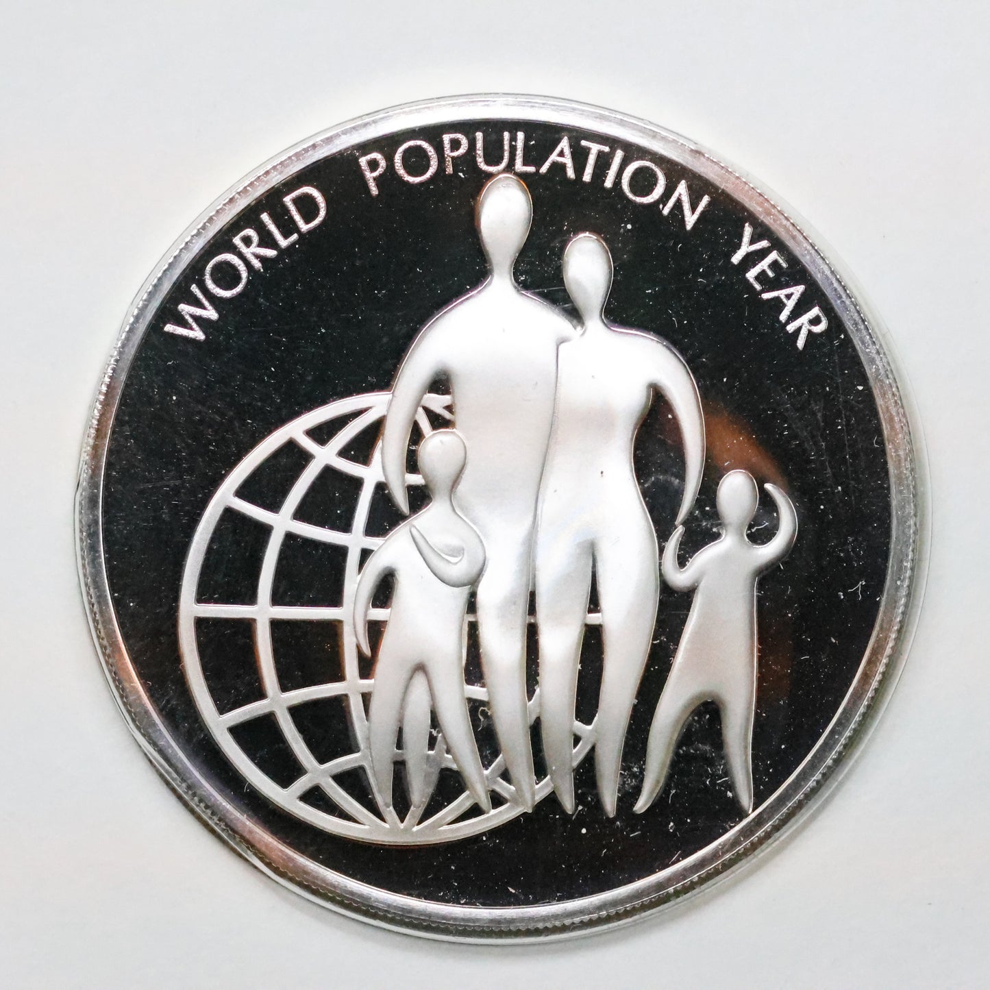 Franklin Mint United Nations STERLING SILVER Art Medals - World Population Year