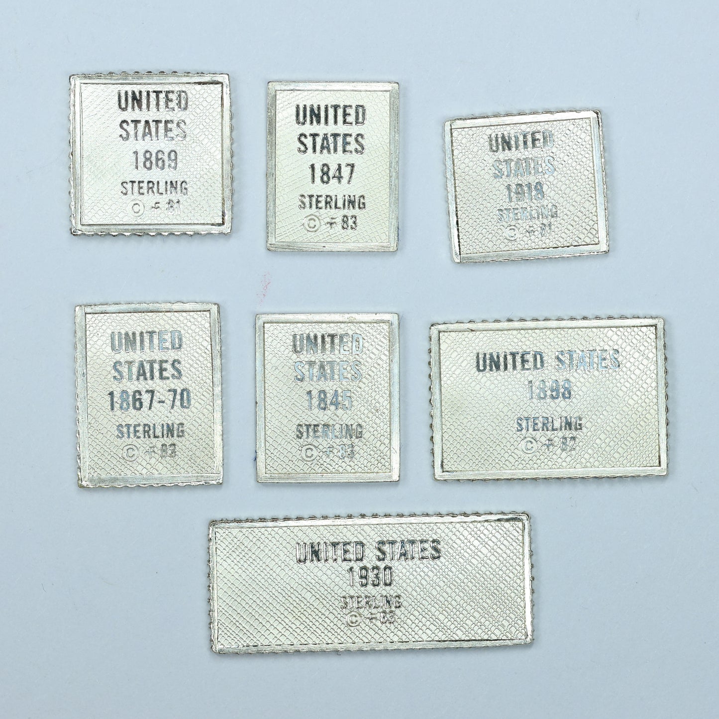 Franklin Mint Sterling Silver Miniature World Stamps - United States