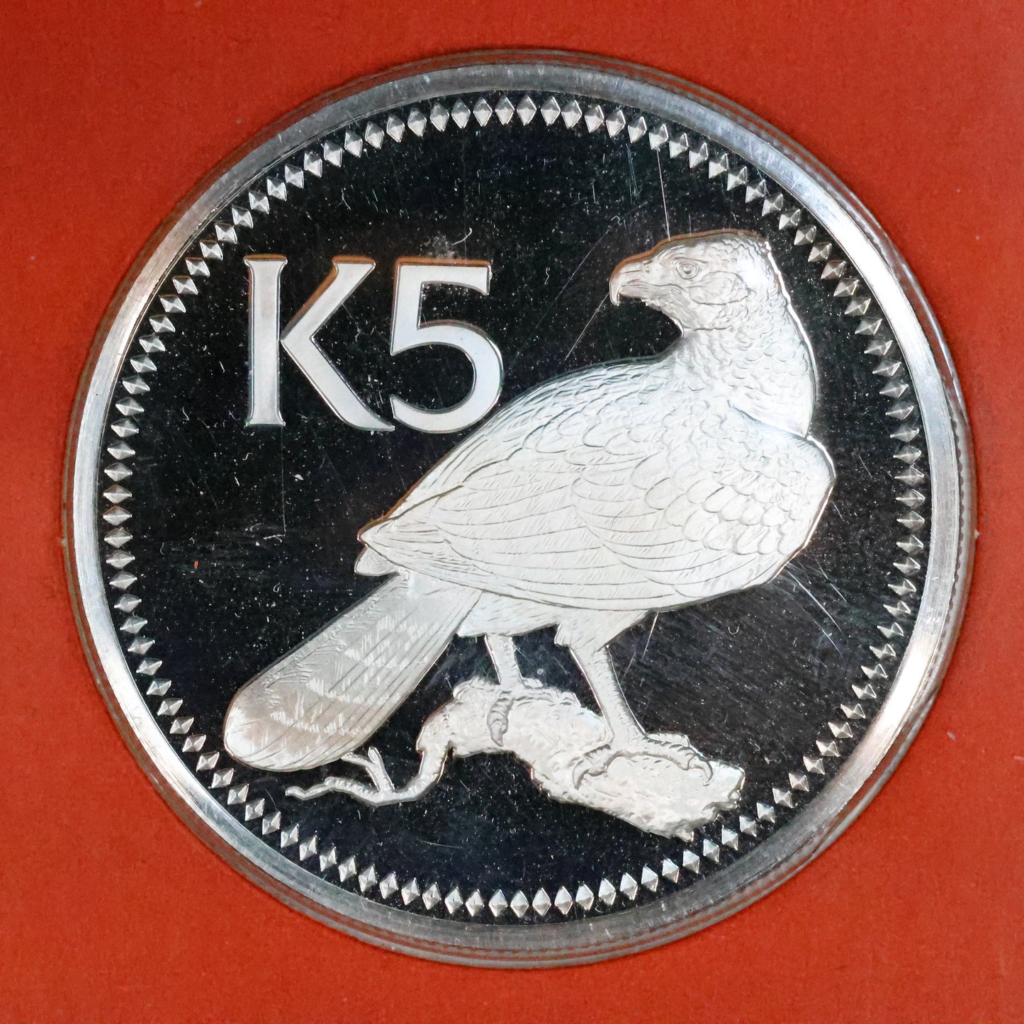 1975 Papua New Guinea .500 Silver 5 Kina Proof in Plastic