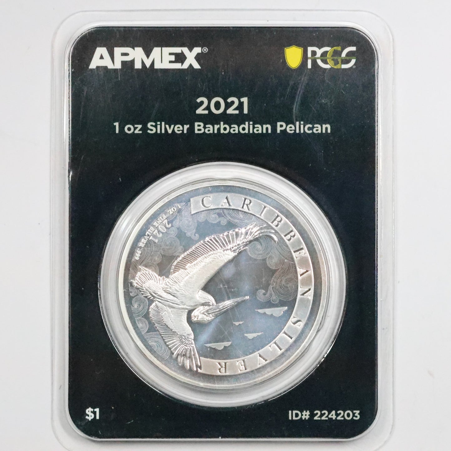 2021 1 oz Silver Barbadian Pelican Coin PCGS First Strike in TEP