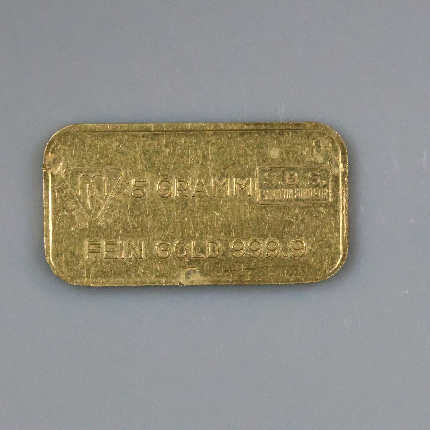 5 Gram .9999 Schweizerischer Bankverein Gold Bar