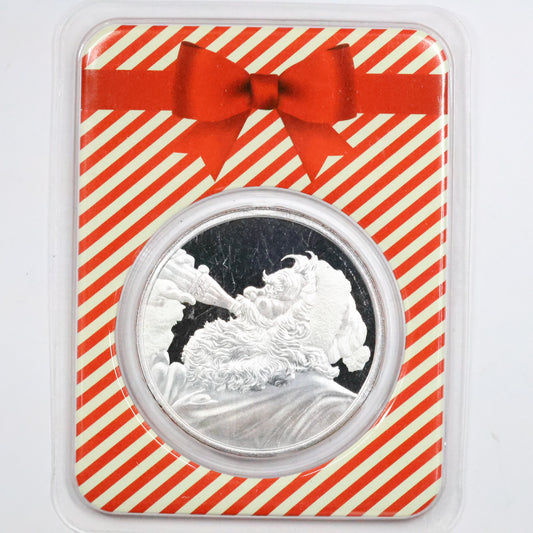 1 oz .999 Fine Silver Christmas Coca-Cola Santa Claus Round in TEP