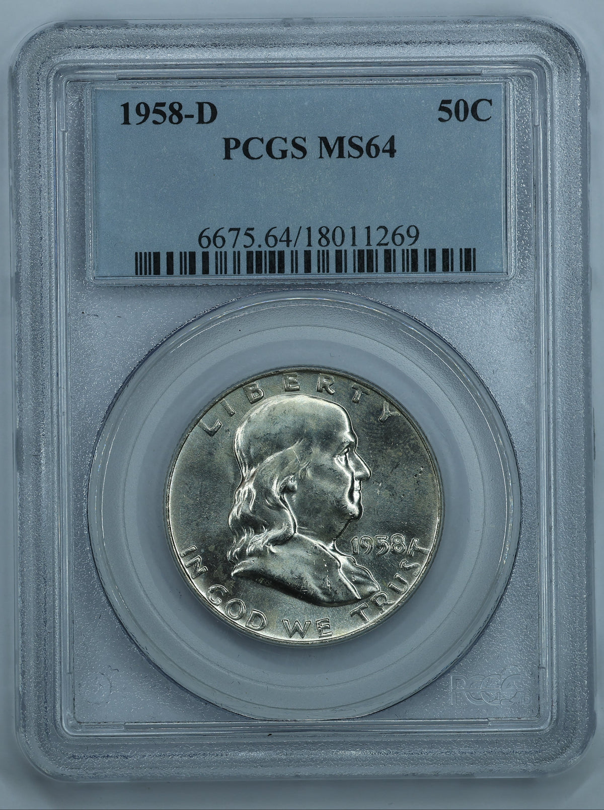 1958 D (Denver) Franklin Half Dollar 50c - PCGS MS64