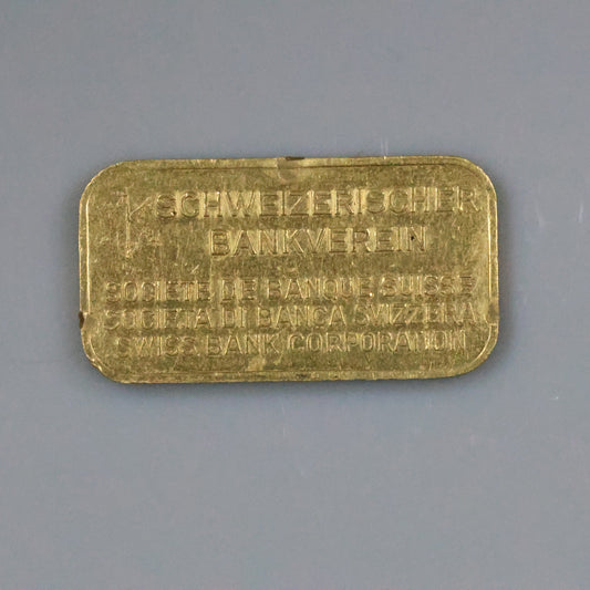 5 Gram .9999 Schweizerischer Bankverein Gold Bar