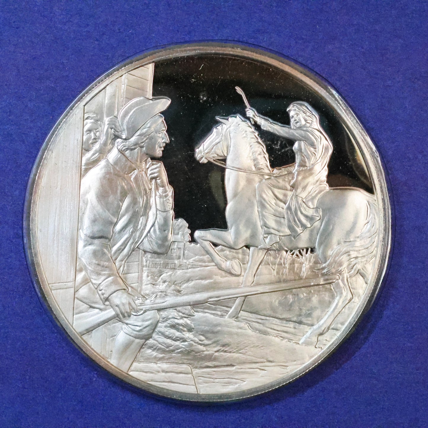1975 Postmasters of America STERLING SILVER Art Round - No. 5 Contributors to the Cause-Sybil Ludington