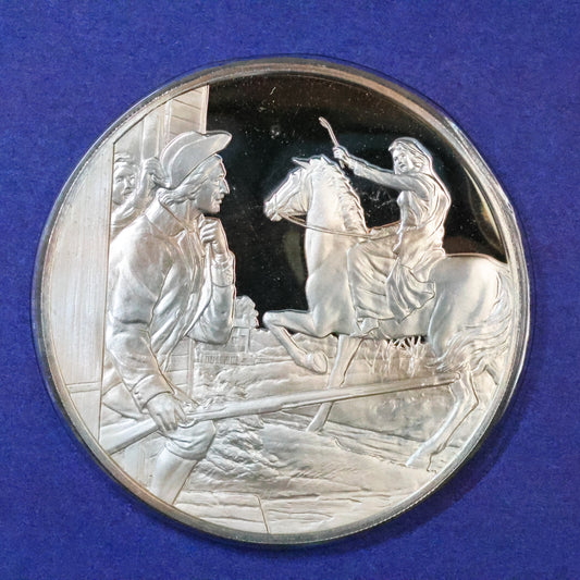 1975 Postmasters of America STERLING SILVER Art Round - No. 5 Contributors to the Cause-Sybil Ludington