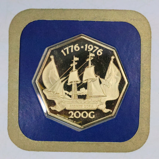 1976 Netherlands Antilles 200 Gulden .900 Fine Gold Coin in Franklin Mint OGP