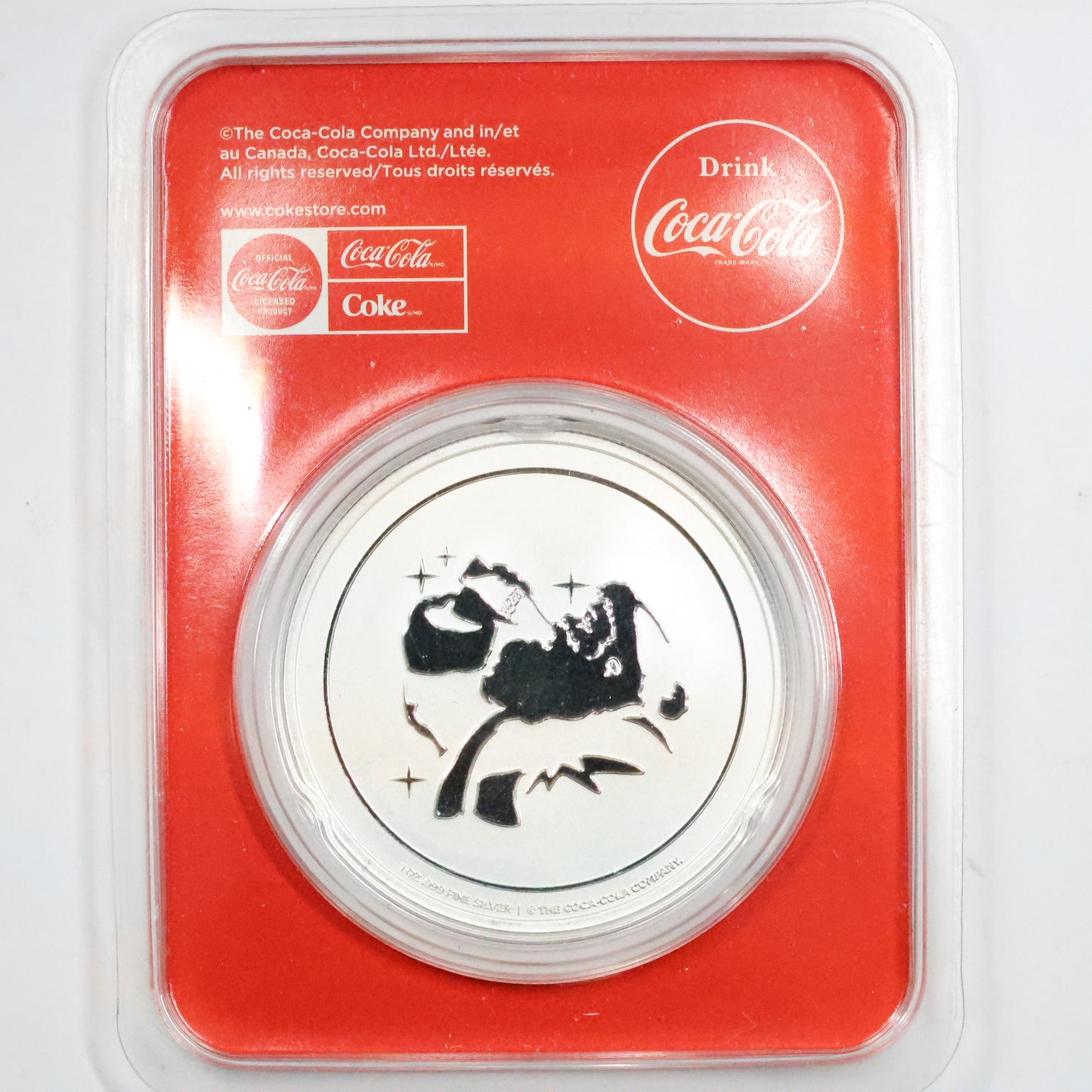 1 oz .999 Fine Silver Christmas Coca-Cola Santa Claus Round in TEP