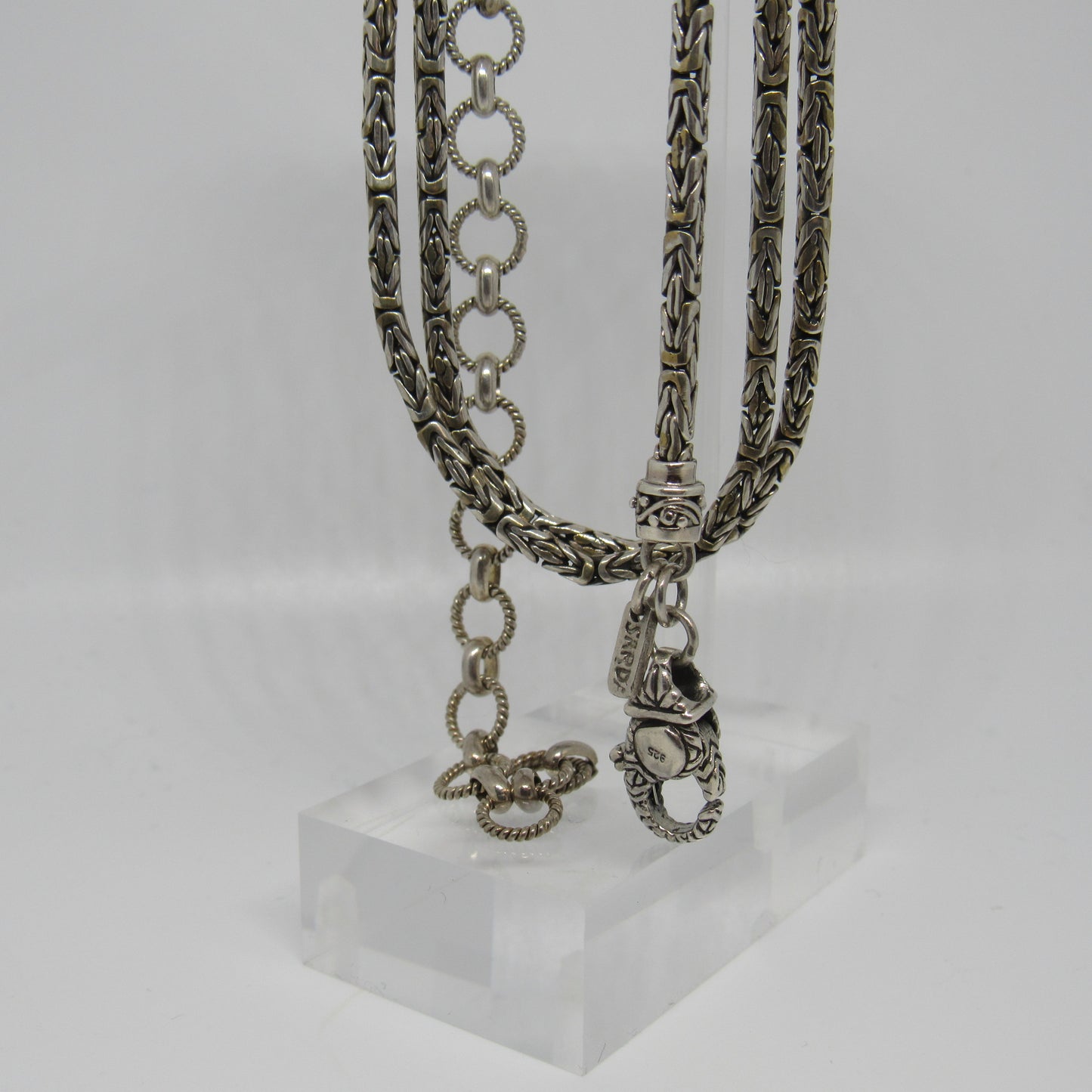 Sarda Bali Handcrafted Wheat Chain Necklace Silver 30.5 grams / 20-24" L