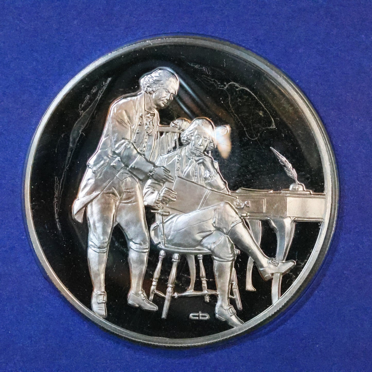 1975 Postmasters of America STERLING SILVER Art Round - No. 6 Contributors to the Cause-Haym Salomon