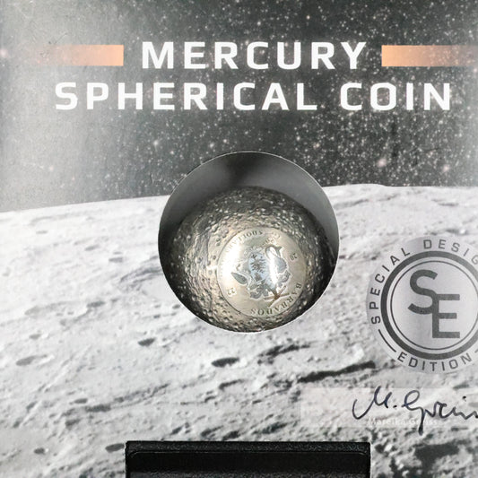 2022 Barbados $5 Spherical Mercury 3D Planet 1 oz .999 Fine Silver Coin