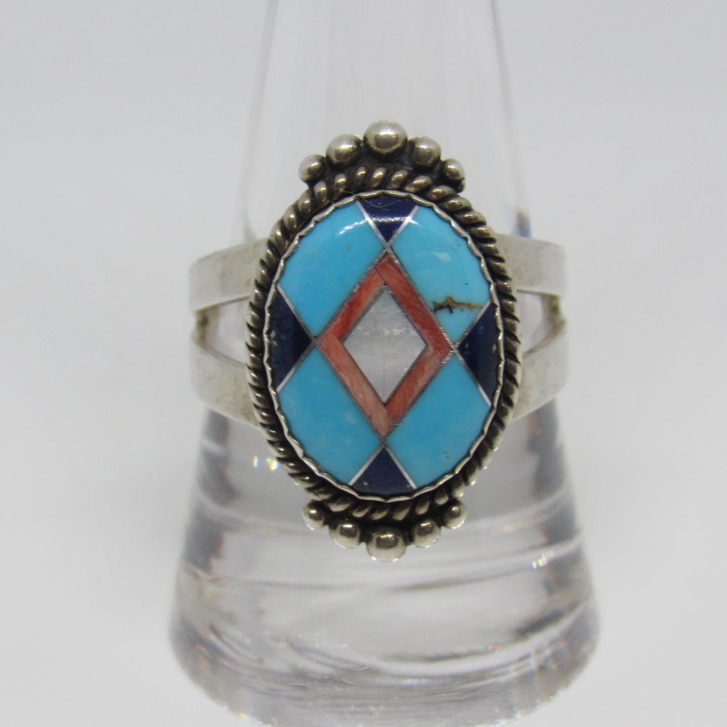 Carolyn Pollack Relios Turquoise Multi Stone Inlay Sterling Silver Ring - Sz 9.5