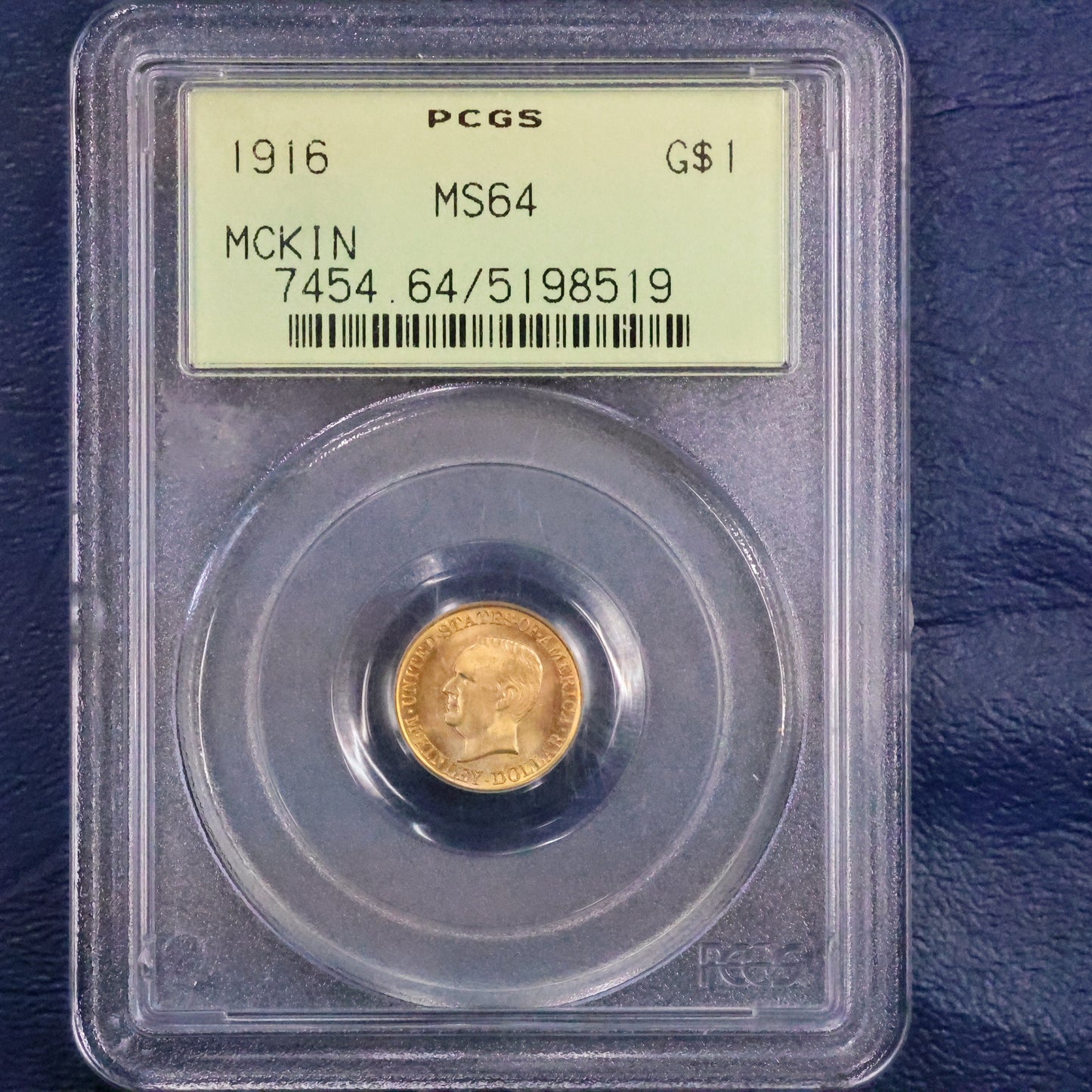 1916 G1$ McKinley Commemorative Gold 1$ - PCGS MS64 Green Label