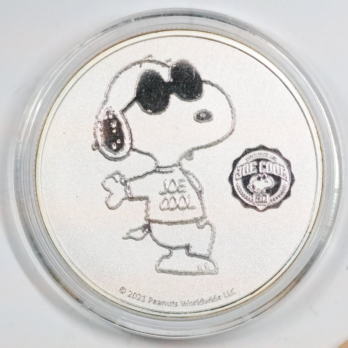 2021 Peanuts Joe Cool Snoopy 1 oz .999 Fine Silver Bullion w/ Capsule