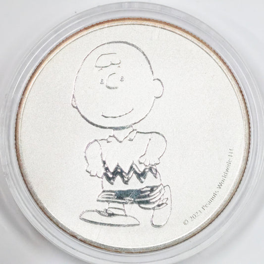 2021 Peanuts Charlie Brown 1 oz .999 Fine Silver Bullion w/ Capsule