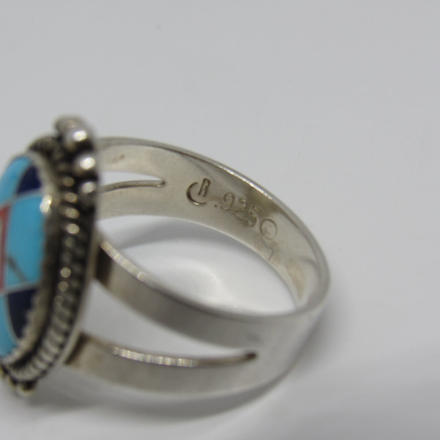 Carolyn Pollack Relios Turquoise Multi Stone Inlay Sterling Silver Ring - Sz 9.5