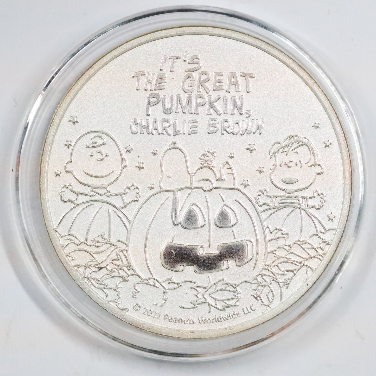 2021 Peanuts It's The Great Pumpkin Charlie Brown 1 oz .999 Fine Silver Bullion w/ Capsule