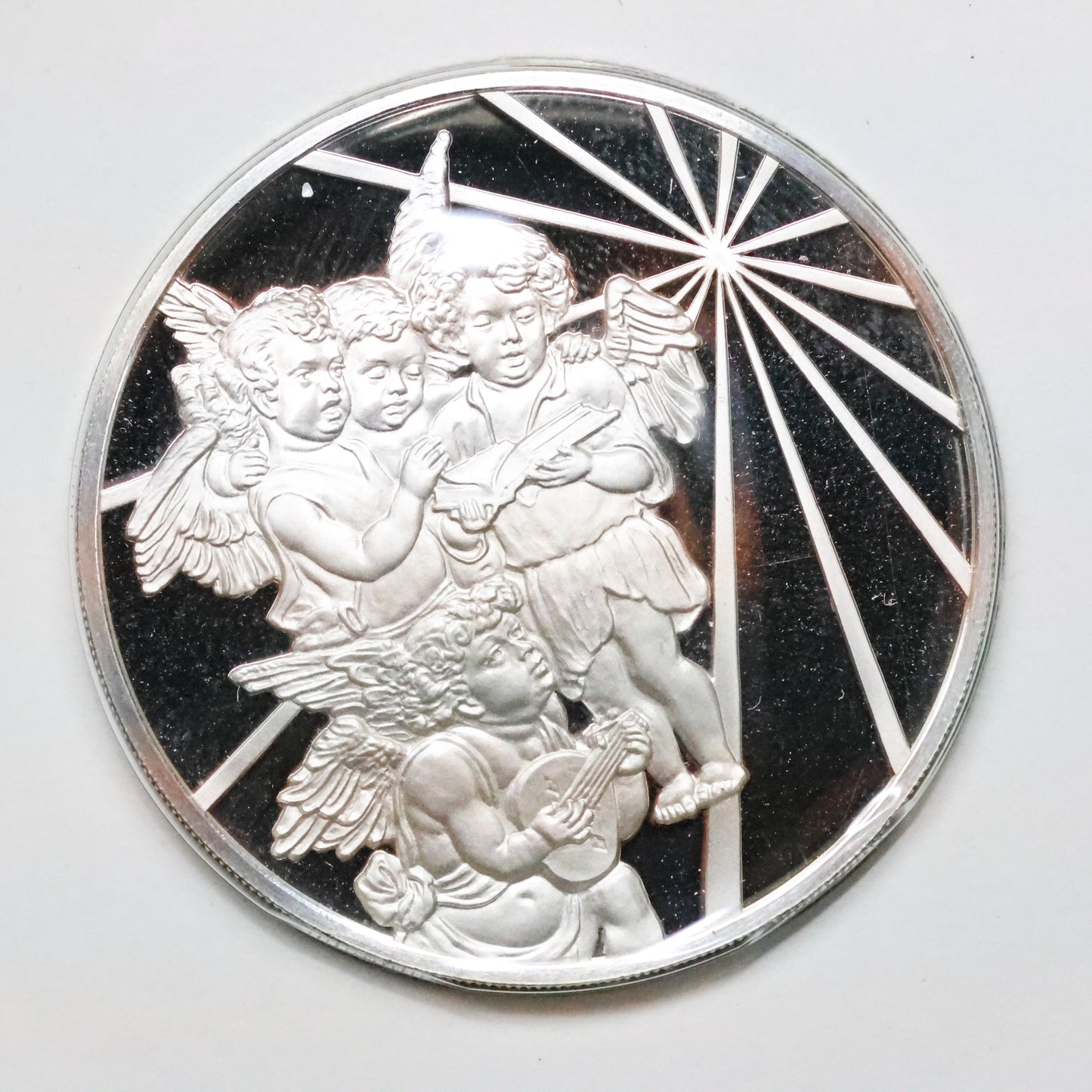 1973 Postmasters of America STERLING SILVER Art Round - No. 55 Christmas Angels