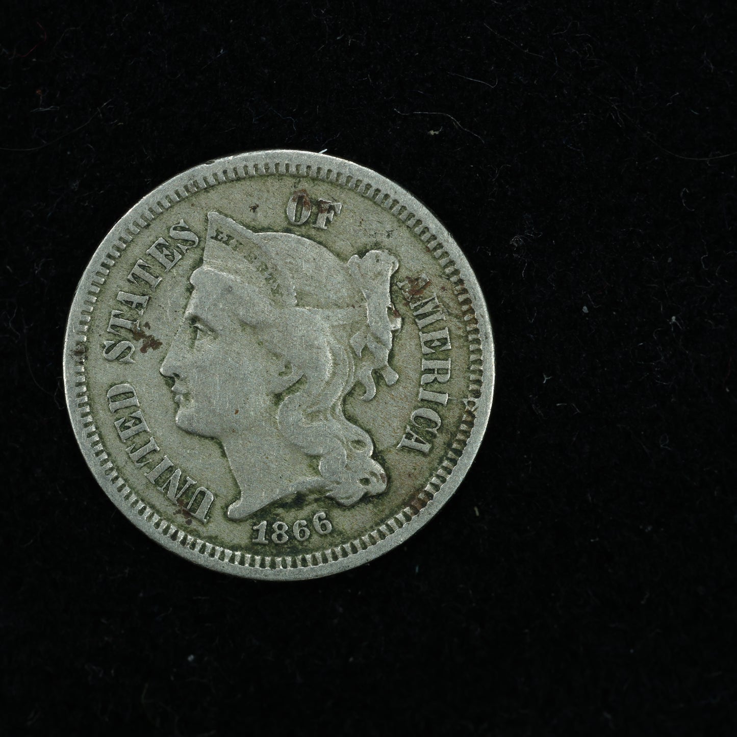 1866 Three 3 Cent 3c Nickel