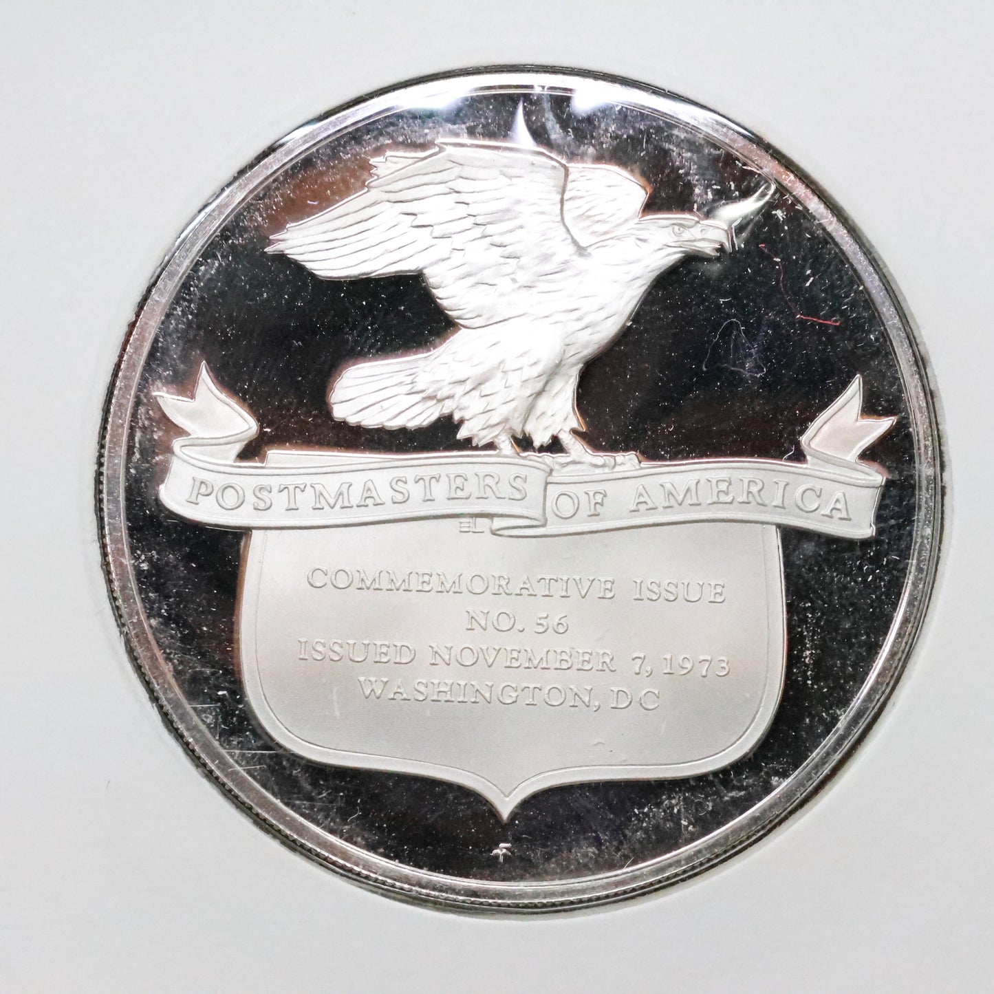 1973 Postmasters of America STERLING SILVER Art Round - No. 56 Christmas At Home