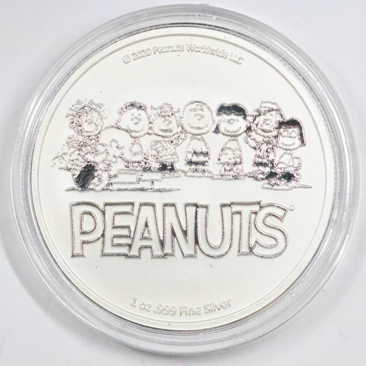 2020 Peanuts A Charlie Brown Christmas 1 oz .999 Fine Silver Bullion Round in Capsule