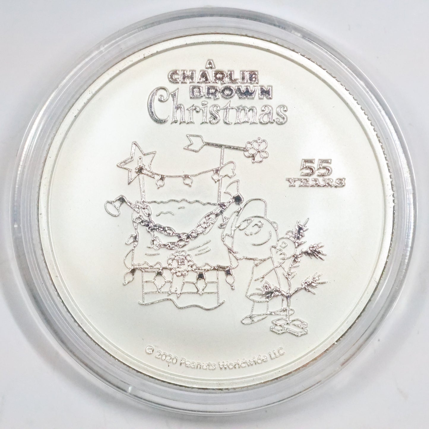 2020 Peanuts A Charlie Brown Christmas 1 oz .999 Fine Silver Bullion Round in Capsule