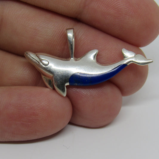 KABANA KBN Sterling Silver 925 Whale Lapis Lazuli Pendant