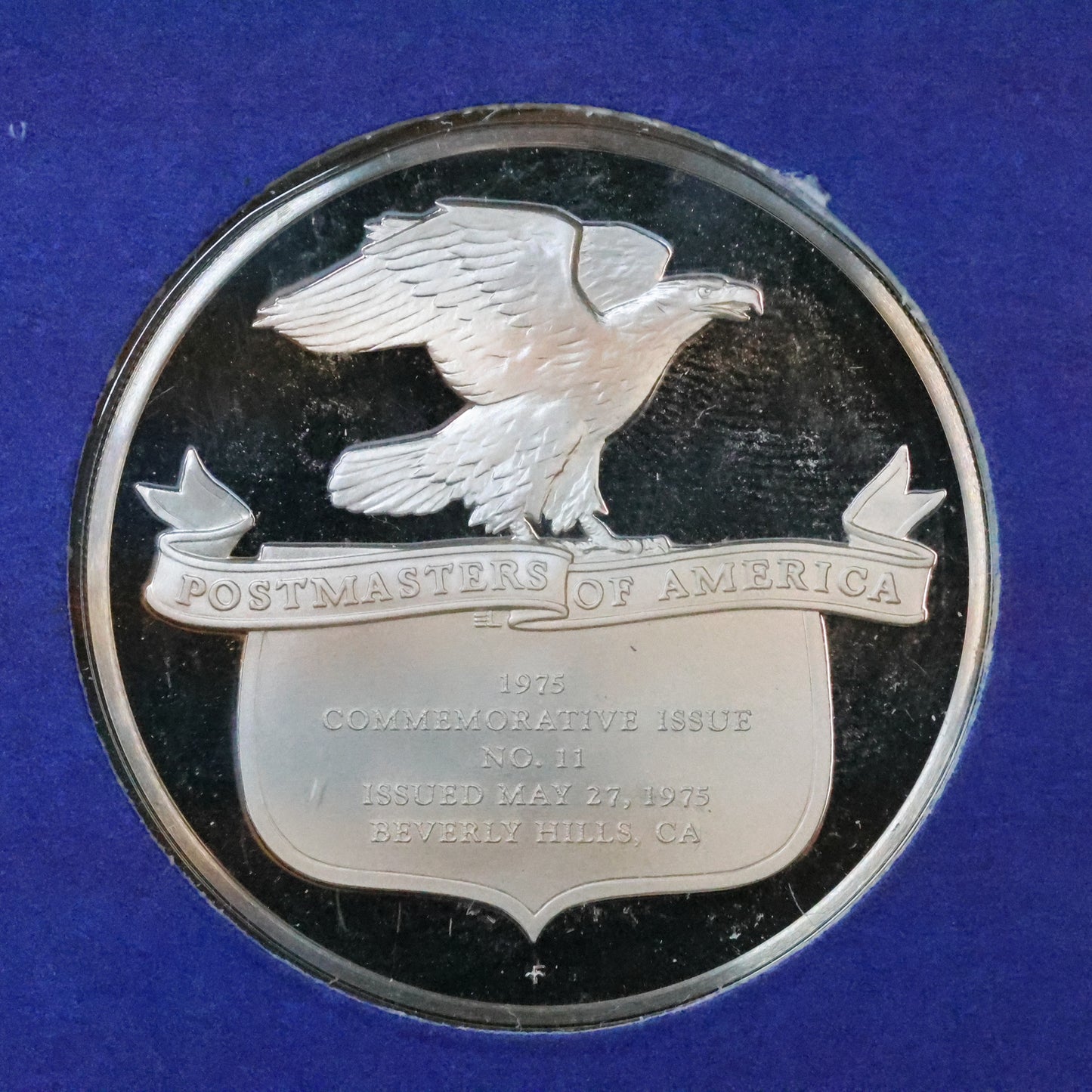 1975 Postmasters of America STERLING SILVER Art Round - No. 11 Motion Picture Pioneer D.W. Griffith